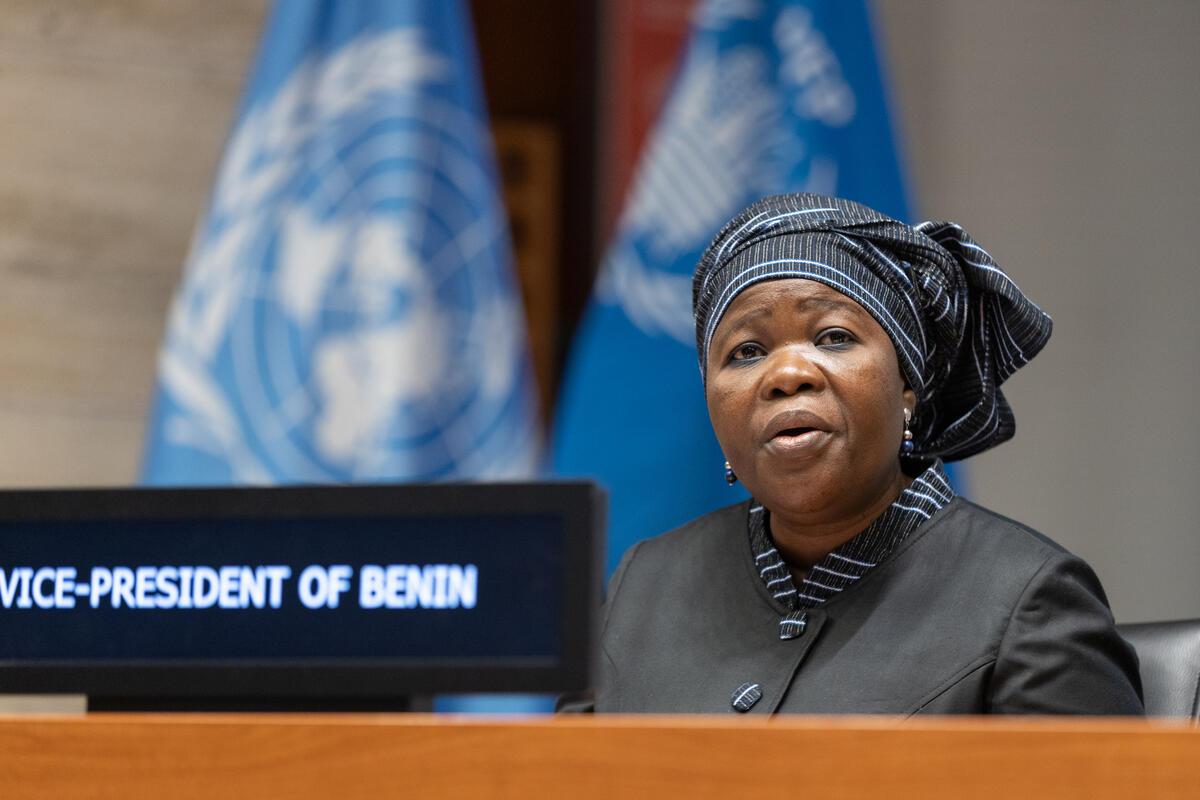 In the Photo: intervention by H.E. Ms. Mariam Chabi Talata Zimé, Vice President of Benin. Photo: WFP/Massimo Tartaglia 
