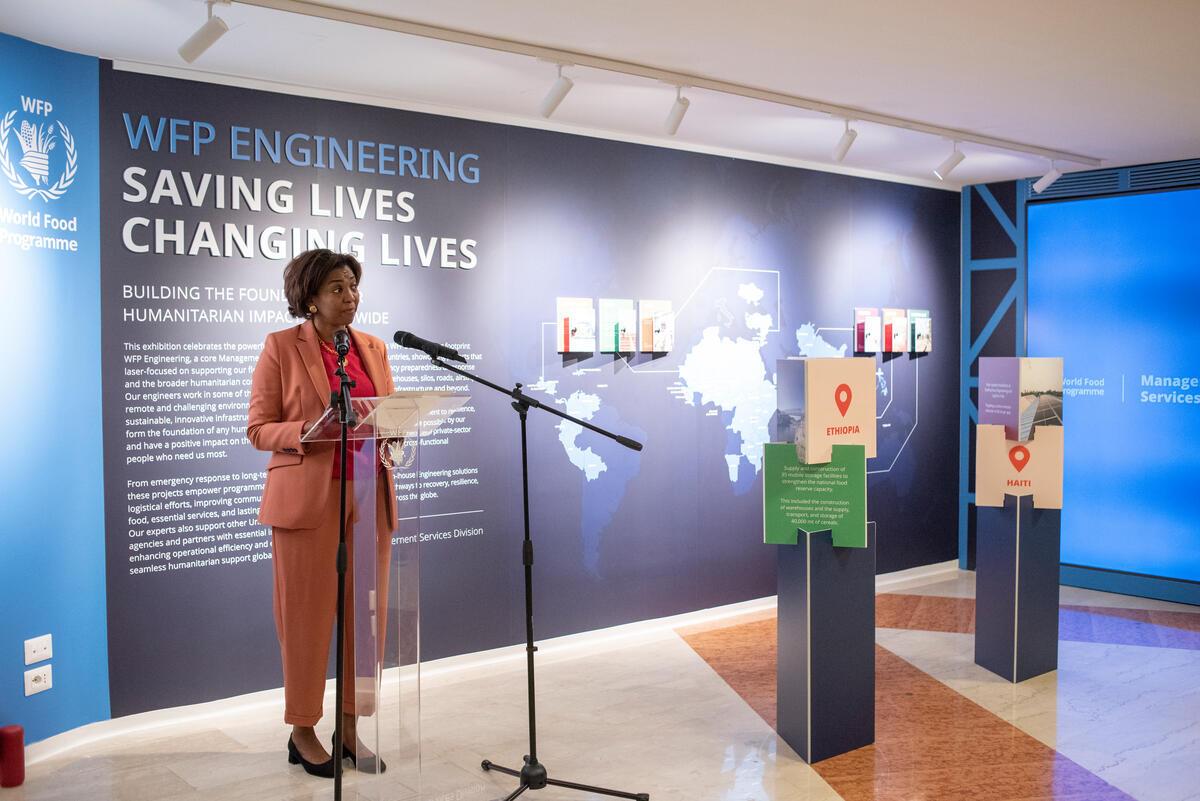 Exhibit "WFP Engineering: Building the foundation for humanitarian impact worldwide". In the photo: Ms. Rania Dagash-Kamara, WFP Assistant Executive Director. Photo: WFP/Daria Addabbo 