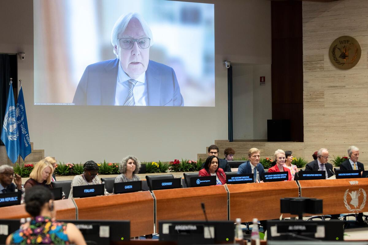 Intervention by Mr. Martin Griffiths, Under-Secretary-General for Humanitarian Affairs and Emergency Relief Coordinator - connected remotely. Photo: WFP/Matteo Minnella 