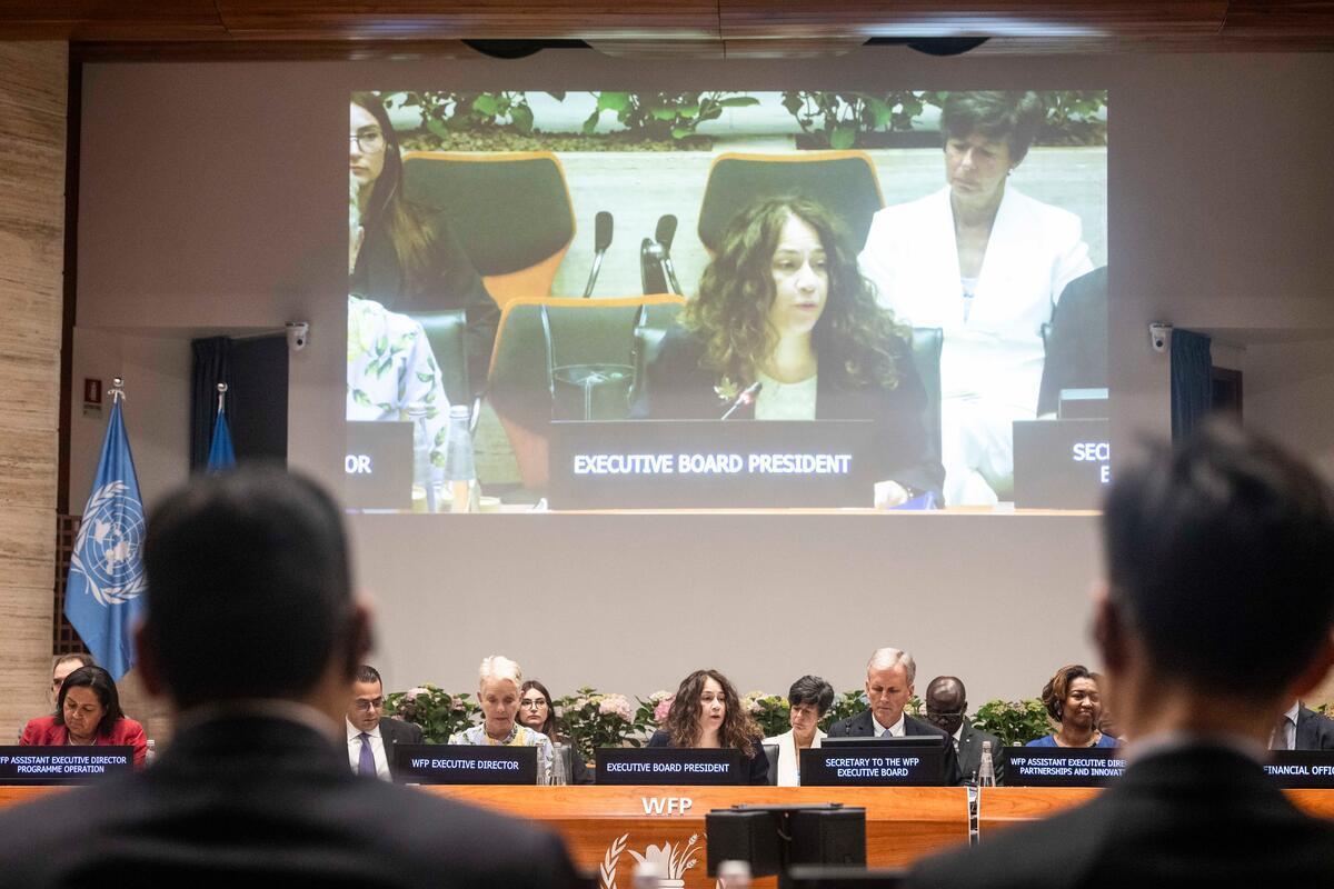 H.E. Ms. Elissa Goldberg, President of the WFP Executive Board 2025 and Ambassador and Permanent Representative of Canada opens the Executive Board proceedings. Photo: WFP/Matteo Minnella H.E. Ms. Elissa Goldberg, President of the WFP Executive Board 2025 and Ambassador and Permanent Representative of Canada opens the Executive Board proceedings. Photo: WFP/Matteo Minnella