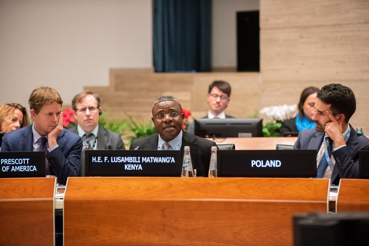 Side event "The School Meals Coalition: status and what’s next". Intervention by H.E. Mr. Fredrick Matwang’a, Ambassador and Permanent Representative of Kenya. Photo: WFP/Daria Addabbo 