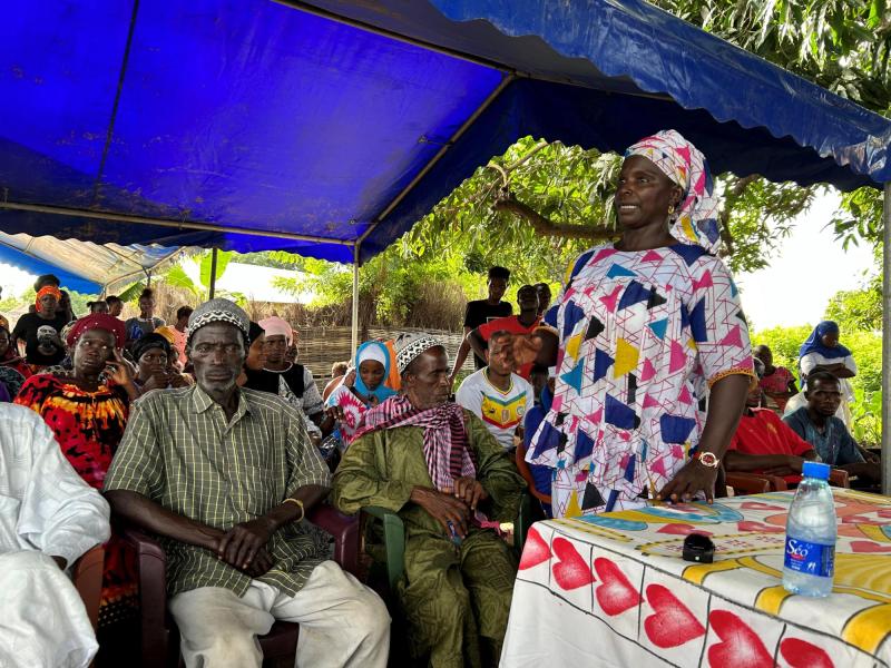 Members of the delegation on the joint field visit of the Executive Boards of UNICEF, UNDP/UNFPA/UNOPS, WFP and UN Women visit the WFP-supported Sare Bacary Binta Valley Resilience project in the Kolda Region of Senegal.