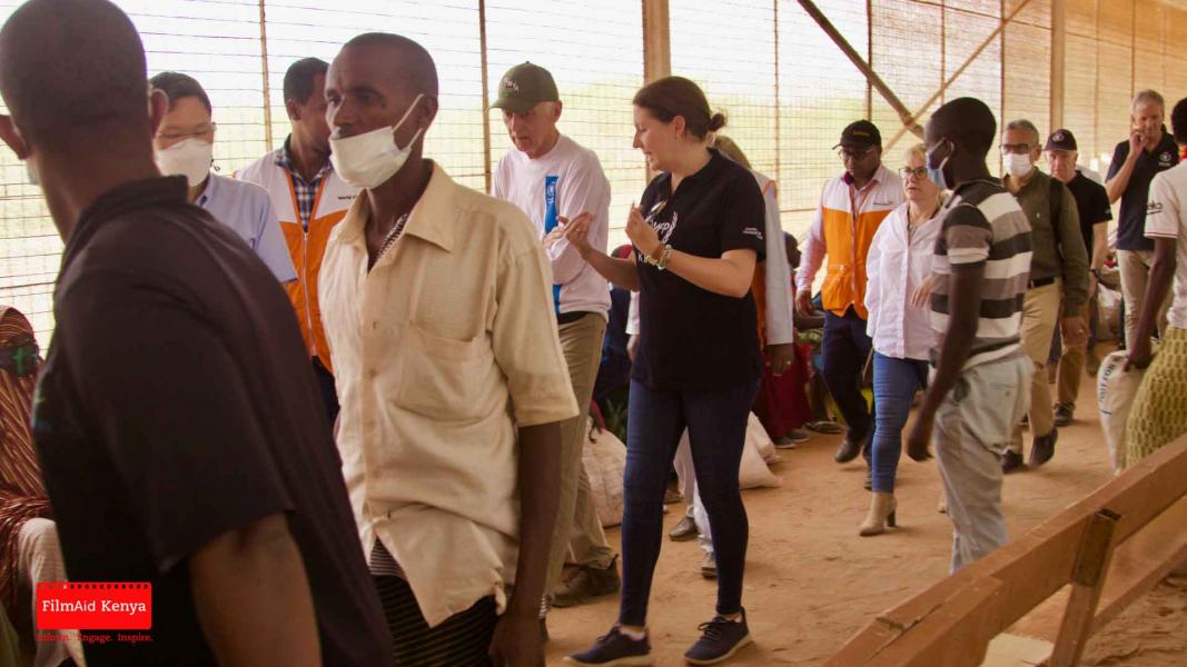 WFP visiting a food distribution centre. Photo: FilmAid Kenya