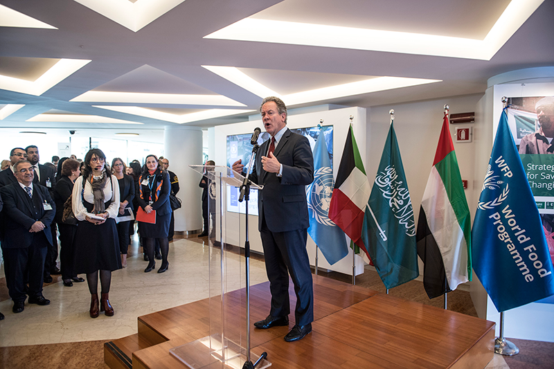 Launch and ribbon-cutting of the WFP Gulf Office-sponsored photographic exhibition showcasing Kuwait, Kingdom of Saudi Arabia and United Arab Emirates support to WFP operations: Strategic Partnerships for Saving Lives and Changing Lives. - Photo Credit: WFP/Rein Skullerud