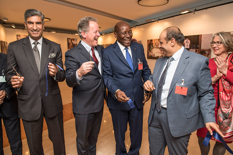 Launch and ribbon-cutting of the WFP Gulf Office-sponsored photographic exhibition showcasing Kuwait, Kingdom of Saudi Arabia and United Arab Emirates support to WFP operations: Strategic Partnerships for Saving Lives and Changing Lives. - Photo Credit: WFP/Rein Skullerud