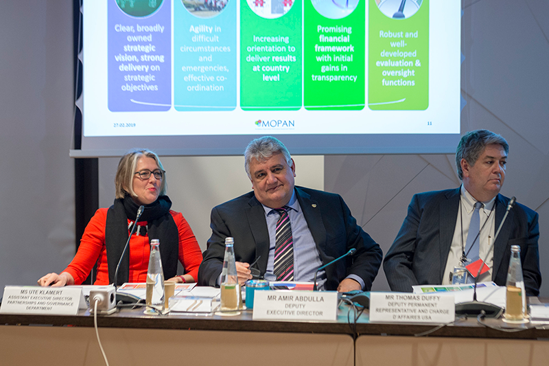 Denmark and United States of America co-sponsored launch of the Multilateral Organisation Performance Assessment Network (MOPAN) assessment of WFP (2016–2018) (released in February 2019). - Photo Credit: WFP/Giulio d'Adamo
