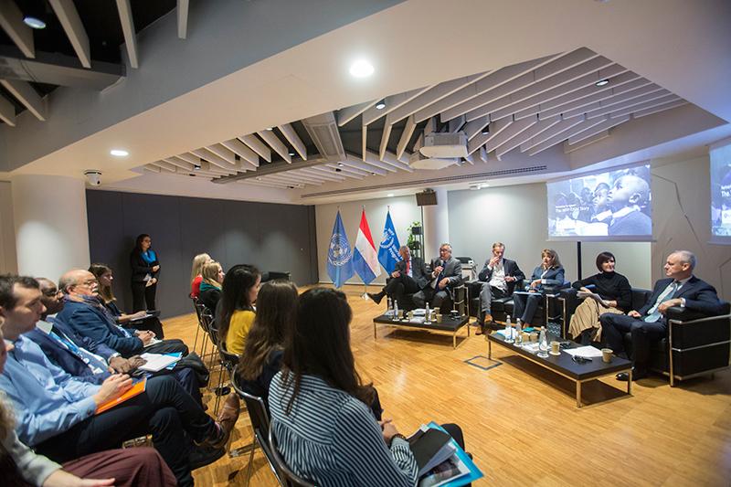 Netherlands and Private Partnerships and Fundraising Division side event Partnering for Impact: the WFP – DSM Story. Photo Credit: WFP/Giulio Napolitano