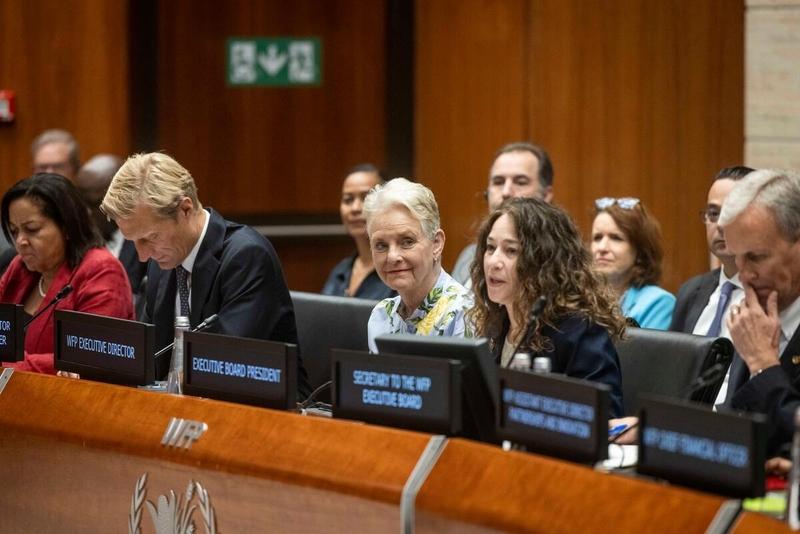 H.E. Ms. Elissa Goldberg, Ambassador and Permanent Representative of Canada and President of the WFP Executive Board 2025 opens the Executive Board proceedings. Photo credit: WFP/Matteo Minnella