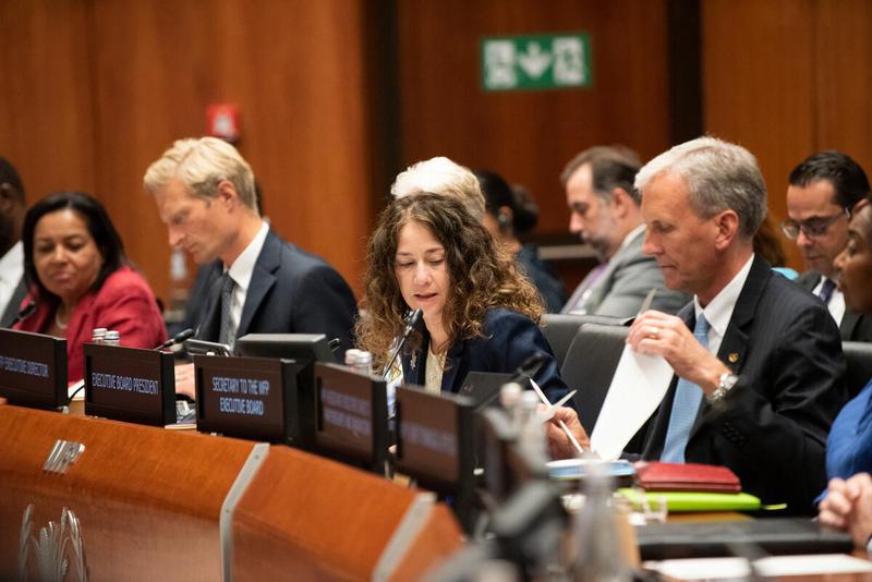 In the photo: intervention by H.E. Ms. Elissa Golberg, Ambassador and Permanent Representative of Canada and President of the WFP Executive Board 2025. Photo credit: WFP/Daria Addabbo