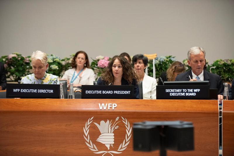 In the photo: intervention by H.E. Ms. Elissa Golberg, Ambassador and Permanent Representative of Canada and President of the WFP Executive Board 2025. Photo credit: WFP/Daria Addabbo