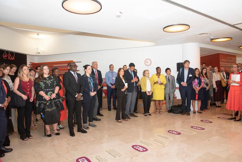 In the photo: Launch of the exhibit: Ensuring safe and dignified access to food: WFP's protection from sexual exploitation and abuse journey Exhibit on the margins of the Annual Session of the Executive Board 2025. Photo credit: WFP/Daria Addabbo
