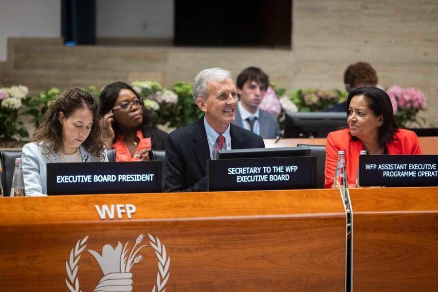 In the photo: intervention by Philip Ward, WFP Secretary to the Executive Board. Photo credit: WFP/Matteo Minnella