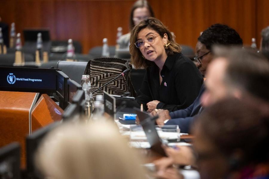 In the photo: intervention by H.E. Ms. Jhenifer Mojica FLOREZ, Designate Ambassador Extraordinary and Plenipotentiary of Colombia. Photo credit: WFP/Matteo Minnella