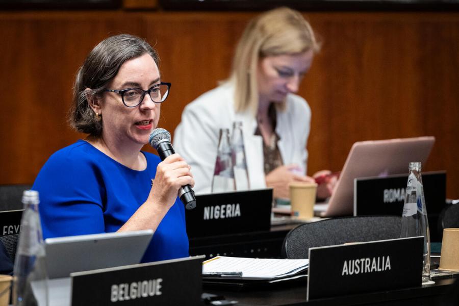 In the photo: intervention by H.E. Julianne Cowley, Ambassador and Permanent Representative of Australia. Photo credit: WFP/Matteo Minnella