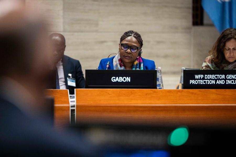 In the photo: intervention by H.E. Ms. Ginette ARONDO ép. EDZAN, Ambassador Extraordinary and Plenipotentiary, and Permanent Representative of Gabon. Photo credit: WFP/Matteo Minnella