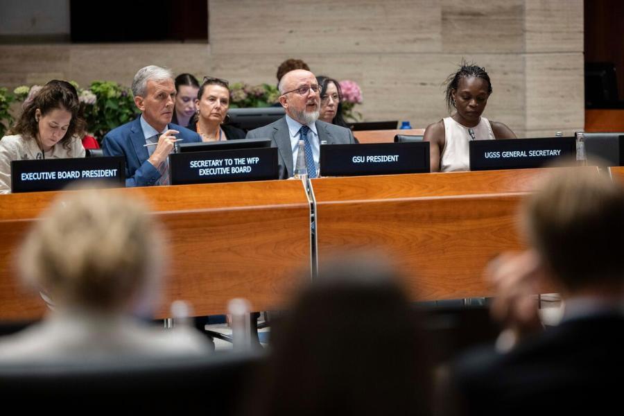 In the photo: intervention by Mr. Giammichele De Maio, President of the WFP Global Staff Union. Photo credit: WFP/Matteo Minnella