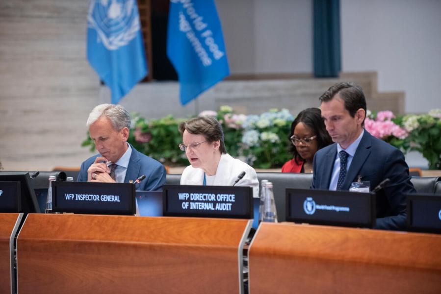 In the photo: intervention by Ms. Fabienne Lambert, WFP Inspector General. Photo credit: WFP/Daria Addabbo
