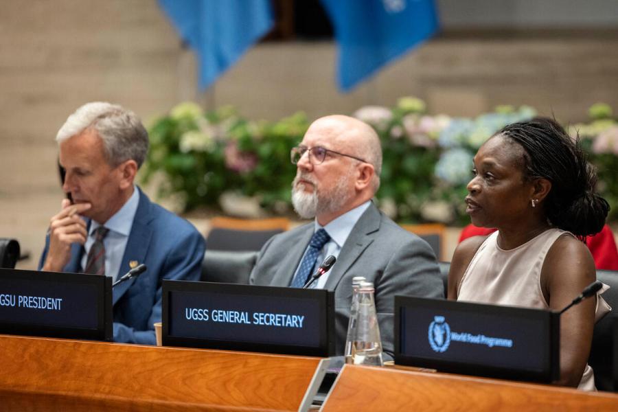In the photo: intervention by Ms. Susan Murray, UGSS General Secretary. Photo credit: WFP/Matteo Minnella