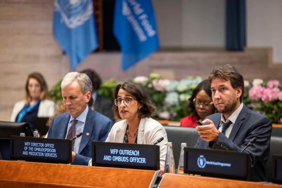 Intervention by Ms. Katya Melluish, Director Office of the Ombudsperson and Mediation Services. Photo credit: WFP/Matteo Minnella