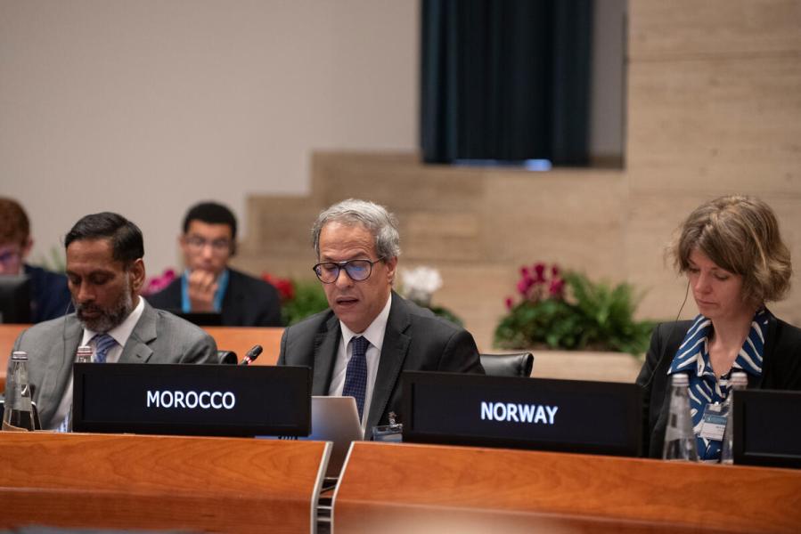 Intervention by Mr. Abdellah Larhmaid, Minister-Counsellor and Deputy Permanent Representative of Morocco. © WFP/Daria Addabbo