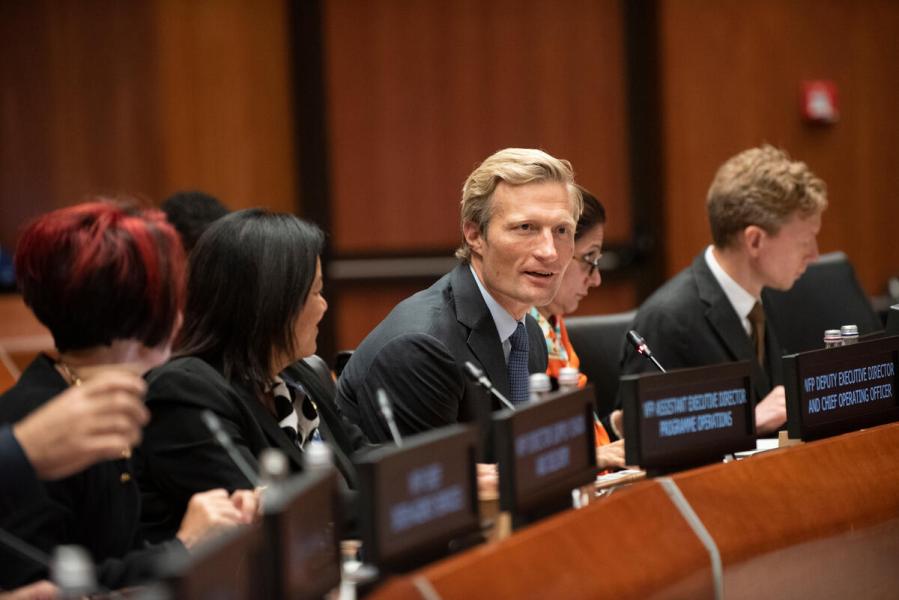In the photo: remarks by Mr. Carl Skau, WFP Deputy Executive Director and Chief Operating Officer.  Advancing the UN80 Agenda: WFP’s Contribution to Deliver as One UN Supply Chain. © WFP/Daria Addabbo