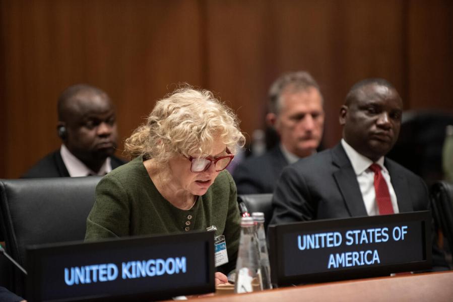 In the photo: intervention by Ms. Elizabeth Petrovski, U.S. Mission to the UN Agencies in Rome.  © WFP/Daria Addabbo