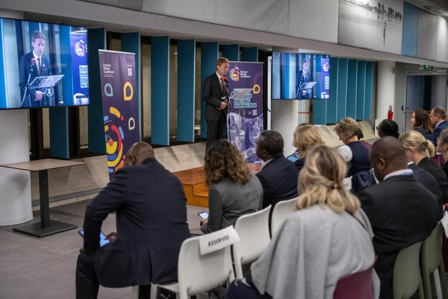 The School Meals Coalition  From Fortaleza Onwards: Fostering Resilience through Home-Grown School Feeding Programmes  Event organised at the initiative of the three Co-Chairs of the Coalition: Brazil, Finland and France and moderated by Mr. George Fominyen, Deputy Director Communications and Media. © WFP/Rein Skullerud