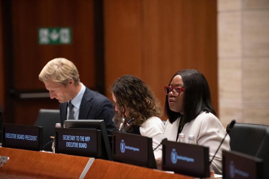 In the photo: intervention by Adeyinka Badejo, Secretary to the Executive Board and Director, Executive Board Secretariat. © WFP/Daria Addabbo