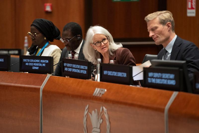 In the photo: intervention by Ms Elke Löbel, Director for Displacement and Migration of Germany  "Advancing food security in the Sahel: Reflections and pathways forward" side event on the margin of the First Regular Session of the Executive Board 2026 (EB.1/2026). © WFP/Daria Addabbo