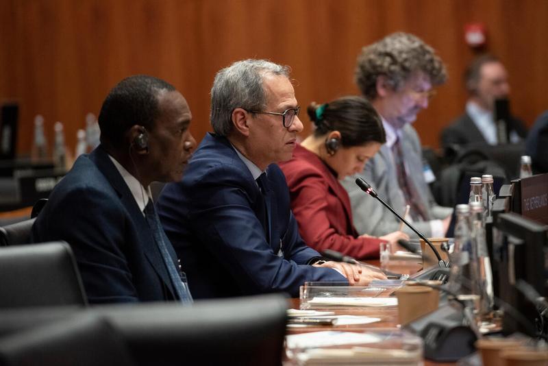 In the photo: intervention by Mr. Abdellah Larhmaid, Minister-Counsellor and Deputy Permanent Representative of Morocco  "Advancing food security in the Sahel: Reflections and pathways forward" side event on the margin of the First Regular Session of the Executive Board 2026 (EB.1/2026).  © WFP/Daria Addabbo