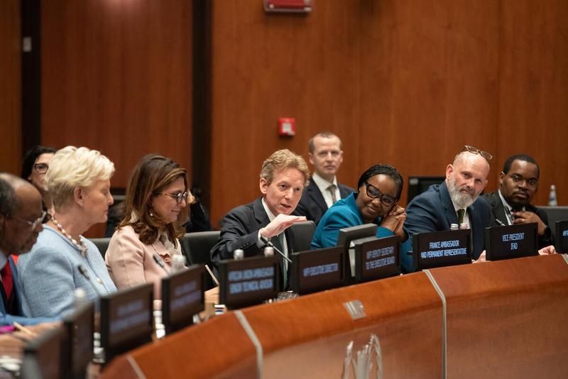 In the photo: intervention by H.E. Tanguy Stehelin, Ambassador and Permanent Representative of France to the United Nations Rome-based agencies  "Africa Day of School Feeding: Strengthening Learning Through Nutritious, Healthy Home‑Grown School Meals" side event on the margin of the First Regular Session of the Executive Board 2026 (EB.1/2026). © WFP/Daria Addabbo