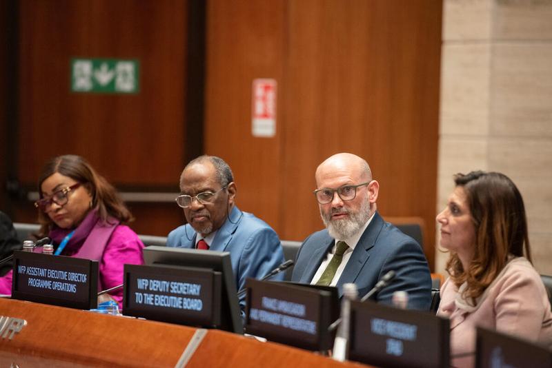 In the photo: closing remarks by Mr. Matthew Hollingworth, Assistant Executive Director, Programme Operations, WFP  "Africa Day of School Feeding: Strengthening Learning Through Nutritious, Healthy Home‑Grown School Meals" side event on the margin of the First Regular Session of the Executive Board 2026 (EB.1/2026). © WFP/Daria Addabbo