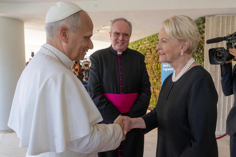 WFP Headquarters Rome, Italy, Monday 22 June 2026. Visit to the World Food Programme headquarters by His Holiness Pope Leo XIV. © WFP/Rein Skullerud