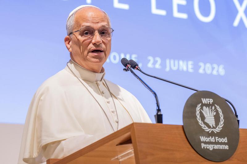 WFP Headquarters Rome, Italy, Monday 22 June 2026. Visit to the World Food Programme headquarters by His Holiness Pope Leo XIV. © WFP/Rein Skullerud