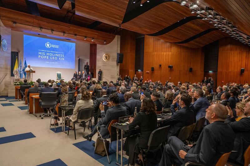 WFP Headquarters Rome, Italy, Monday 22 June 2026. Visit to the World Food Programme headquarters by His Holiness Pope Leo XIV. © WFP/Rein Skullerud