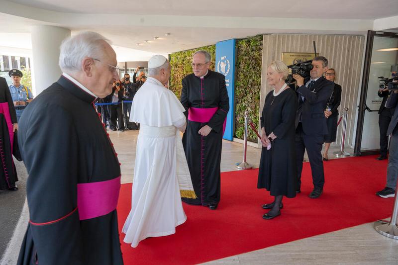 WFP Headquarters Rome, Italy, Monday 22 June 2026. Visit to the World Food Programme headquarters by His Holiness Pope Leo XIV. © WFP/Rein Skullerud