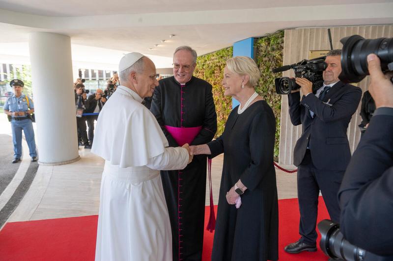 WFP Headquarters Rome, Italy, Monday 22 June 2026. Visit to the World Food Programme headquarters by His Holiness Pope Leo XIV. © WFP/Rein Skullerud