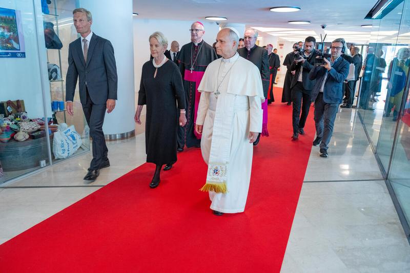 WFP Headquarters Rome, Italy, Monday 22 June 2026. Visit to the World Food Programme headquarters by His Holiness Pope Leo XIV. © WFP/Rein Skullerud