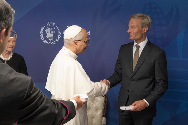 WFP Headquarters Rome, Italy, Monday 22 June 2026. Visit to the World Food Programme headquarters by His Holiness Pope Leo XIV. © WFP/Rein Skullerud