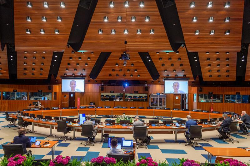 WFP HQ Rome, Italy, 23 June 2021 - In the Photo: intervention by Mr. Wagdi Othman, President of the Professional Staff Association at WFP - (connected remotely). - Photo: WFP/Giulio D'Adamo