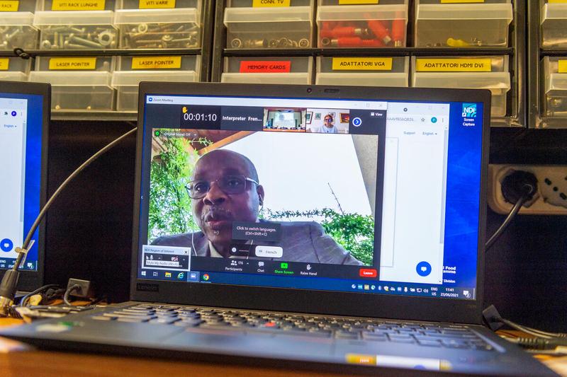 WFP HQ Rome, Italy, 23 June 2021 - In the Photo: intervention by Mr. Moungui Médi, Cameroon - (connected remotely). - Photo: WFP/Giulio D'Adamo