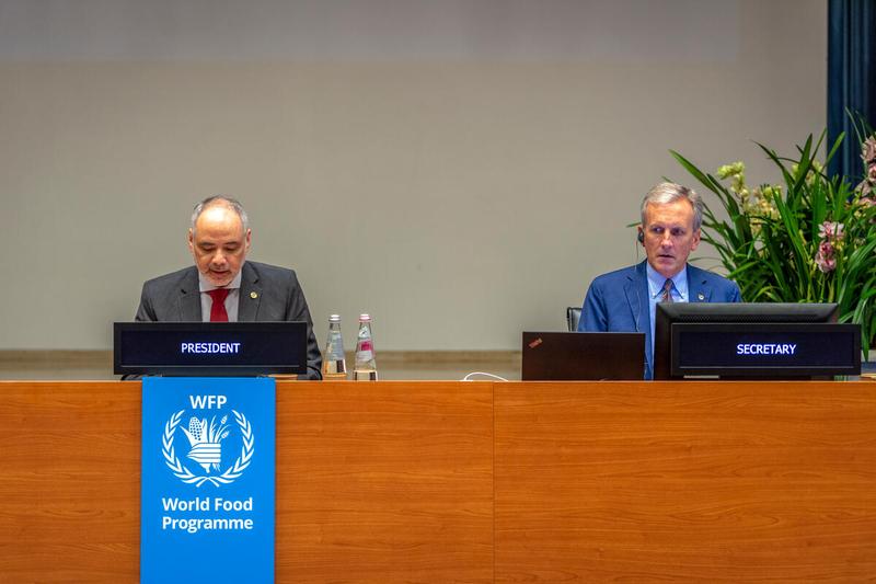 Intervention by Ambassador H.E. Mr. Luis Fernando Carranza Cifuentes, Guatemala and President of the WFP Executive Board 2021. Photo: WFP/Giulio d'Adamo