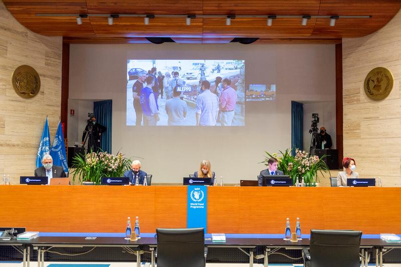 Intervention by Mr. Paul Kiernan, Deputy Permanent Representative of Ireland, and Chair of the Friends of WFP Nutrition - during the "Side Event on the Syrian Arab Republic: Notes from a Nutrition Mission in the Fields" on the margins of the EB.2/2021. Photo: WFP/Giulio d'Adamo