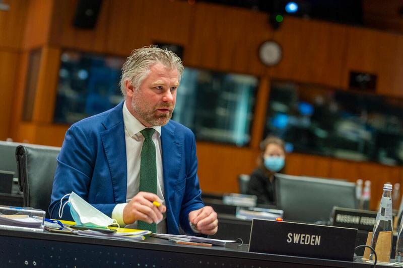 Intervention by H.E. Mr. Petter Nilsson, Counsellor and Deputy Perm Rep Sweden - during the "Side Event on the Syrian Arab Republic: Notes from a Nutrition Mission in the Fields" on the margins of the EB.2/2021. Photo: WFP/Giulio d'Adamo