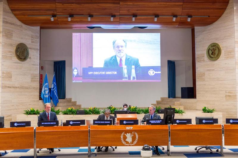 Intervention by Mr. David Beasley, United Nations World Food Programme Executive Director, during the "African Union commitment to the School Meals Coalition: turning political commitment into concrete action" high-level segment. Photo: WFP/Giulio d'Adamo