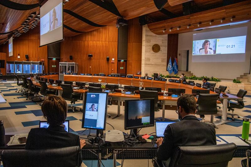 Summary report on the evaluation of the country strategic plan for Honduras (2018–2021). Remarks by Ms. Lola Castro, Regional Director Latin America and the Caribbean connected remotely. Photo: WFP/Rein Skullerud