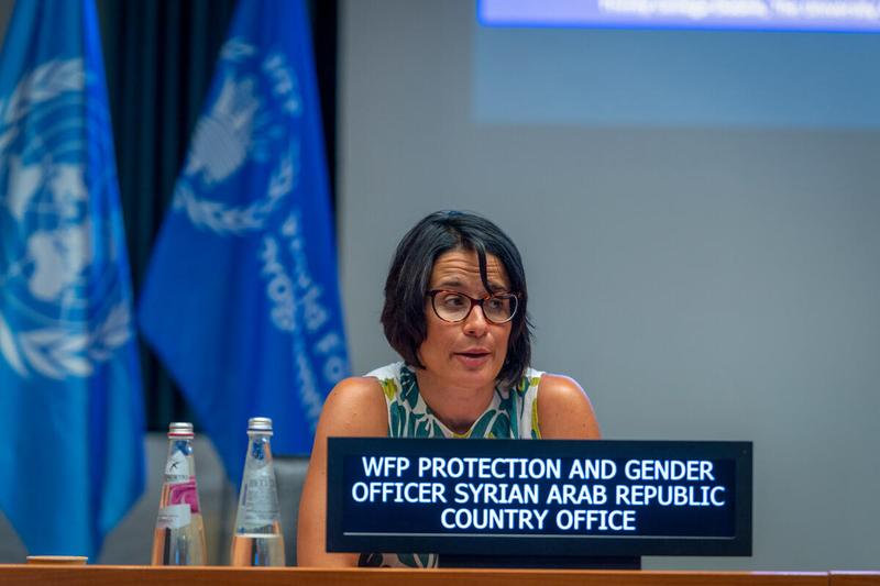 Intervention by Ms. Martina Trombetta, WFP Accountability to Affected Populations Officer, Syrian Arab Republic country office. "Disability inclusion in action: What works? Lessons from an evaluation by the WFP-Trinity College Dublin partnership" side event on the margins of the Annual Session of the Executive Board 2022. Photo: WFP/Giulio d'Adamo