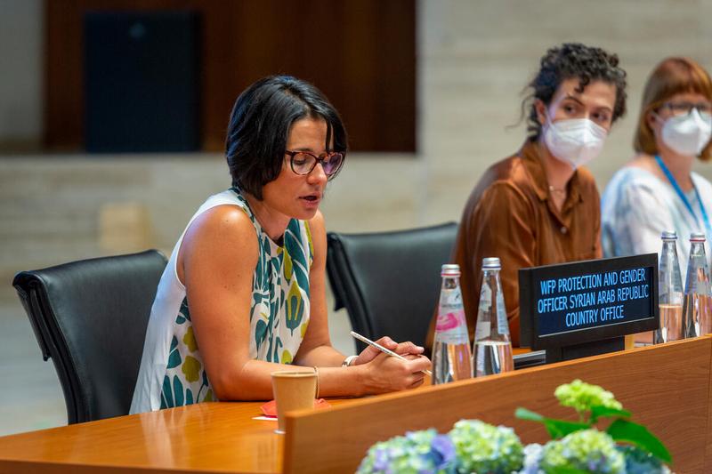 Intervention by Ms. Martina Trombetta, WFP Accountability to Affected Populations Officer, Syrian Arab Republic country office. "Disability inclusion in action: What works? Lessons from an evaluation by the WFP-Trinity College Dublin partnership" side event on the margins of the Annual Session of the Executive Board 2022. Photo: WFP/Giulio d'Adamo