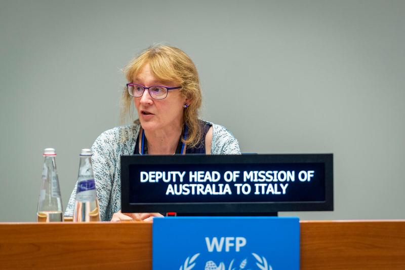 Intervention by H.E. Ms. Tracy Reid, Deputy Head of Mission, Australian Embassy, Rome, Italy. "Disability inclusion in action: What works? Lessons from an evaluation by the WFP-Trinity College Dublin partnership" side event on the margins of the Annual Session of the Executive Board 2022. Photo: WFP/Giulio d'Adamo