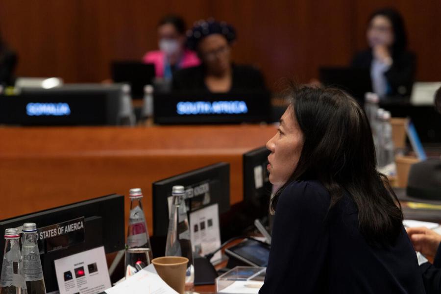 Intervention by Ms. Marcia Wong, Deputy Assistant to the AdministratorBureau for Humanitarian Assistance U.S. Agency for International Development. Second Regular Session of the Executive Board (EB.2/2022) Photo: WFP/Rein Skullerud
